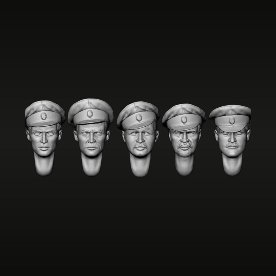 WWII Soviet Soldier Bust Heads 5-Pack 1/35 Resin Kit - unpainted resin model kit