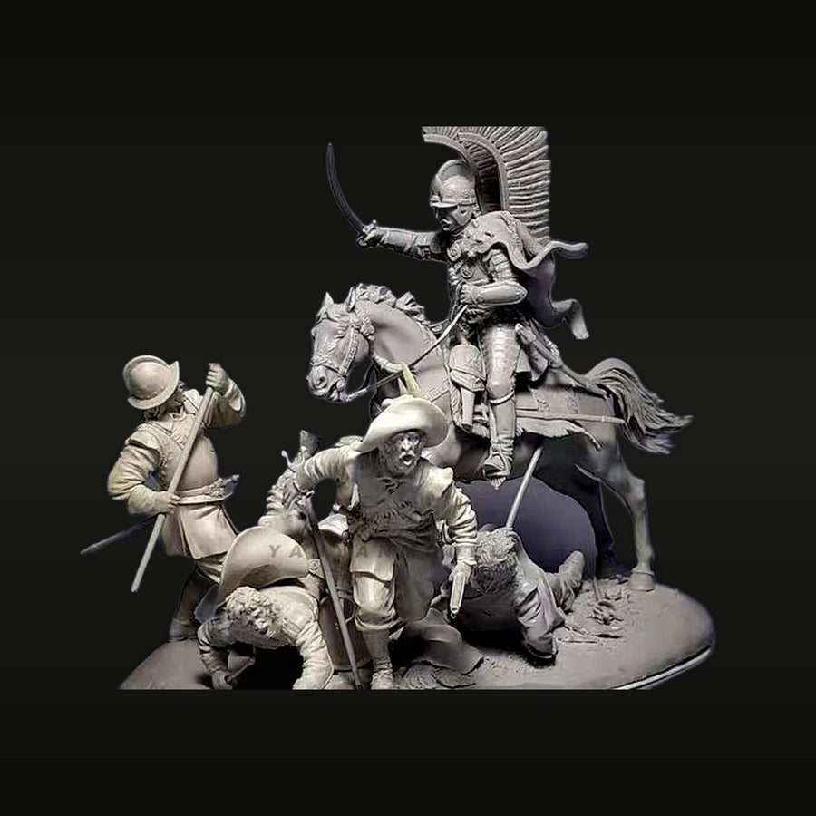 Polish Winged Hussar Charging Infantry 54mm Resin Diorama Kit - unpainted resin model kit