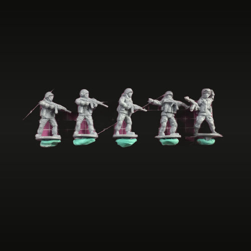 WWII German Tank Guard Infantry 5-Figure Set 1/72 Resin Figures
