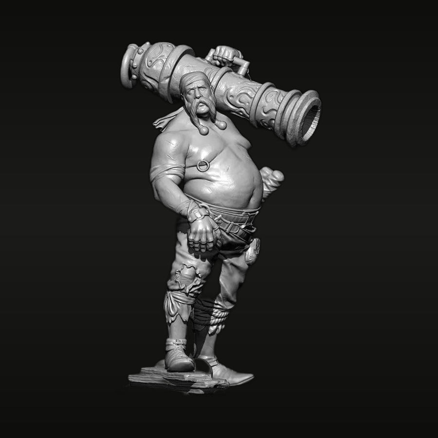 Fantasy Dwarf Gunner with Gatling Gun 100mm Resin Figure Kit - unpainted resin model kit