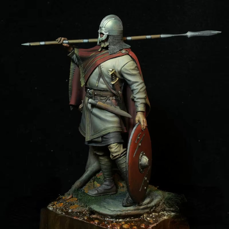 Anglo-Saxon Warrior with Spear and Shield 1/24 Resin Figure Kit - resin model view 3