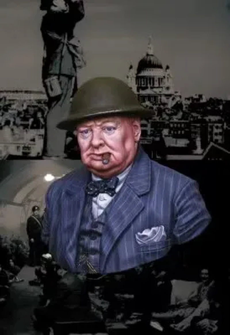 British Statesman with Brodie Helmet and Cigar 1/8 Resin Bust - resin model view 5