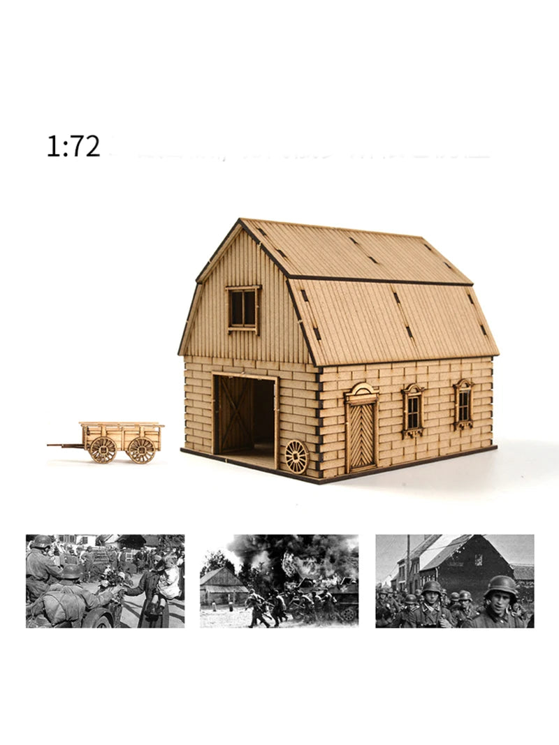 1/72 Wooden Building Model Kits Construction Scene Granary Houses Hobby Making Scene Accessories Tools Diorama Kit