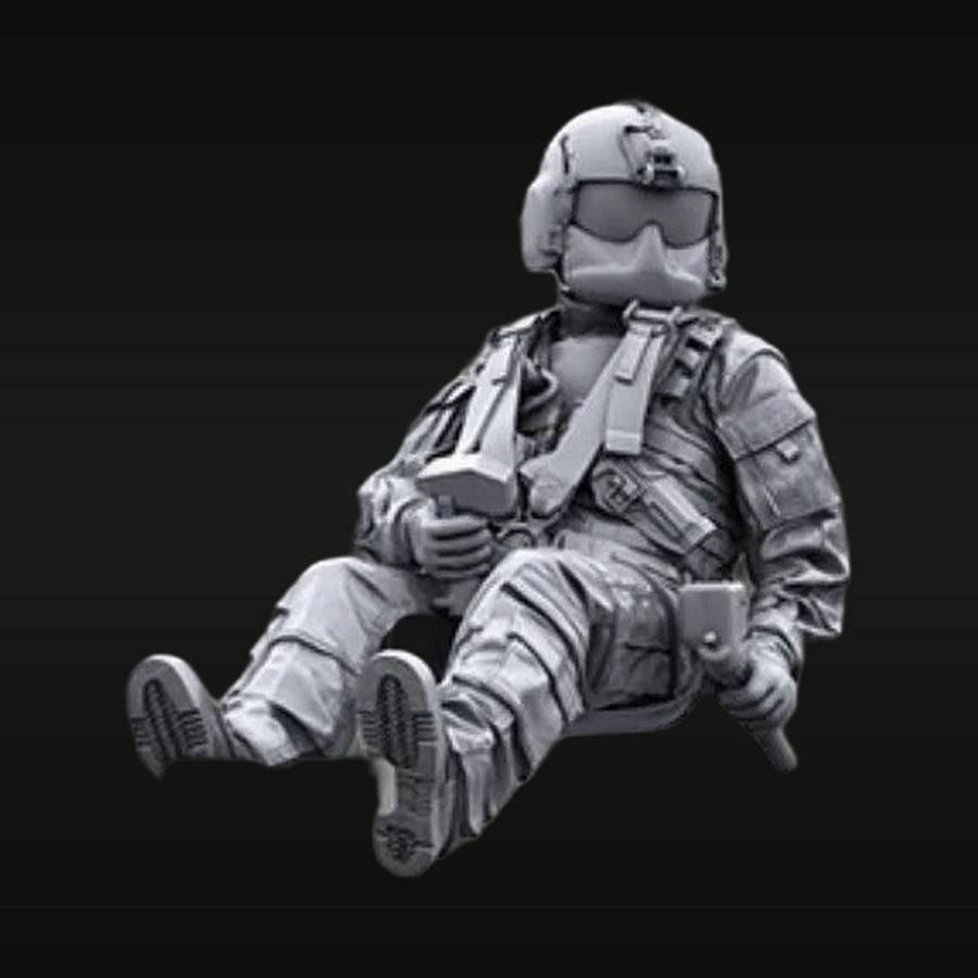 Modern US Army Helicopter Pilot Seated in Flight Gear 1/35 Resin Figure Kit - unpainted resin model kit