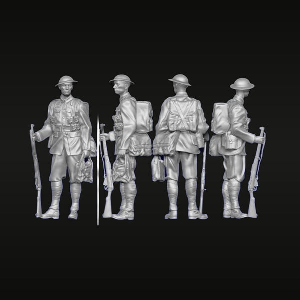 WWI American Infantryman with Springfield Rifle 1917 1/35 Resin Figure Kit (Set of 4)