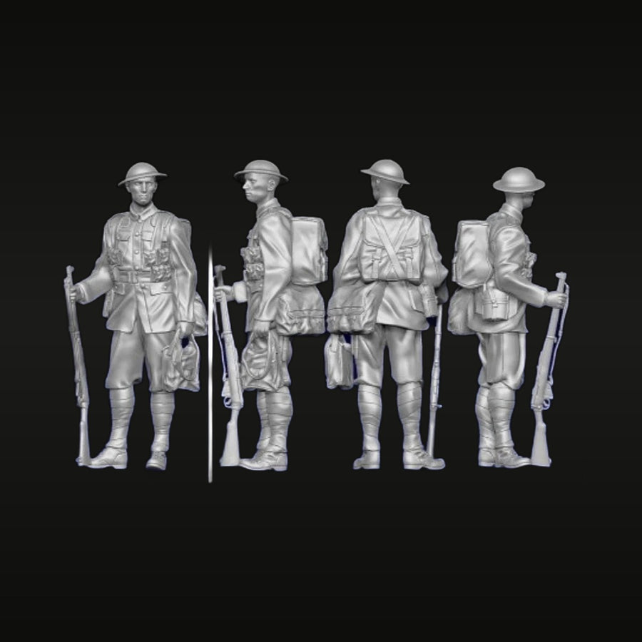 WWI American Infantryman with Springfield Rifle 1917 1/35 Resin Figure Kit (Set of 4) - unpainted resin model kit