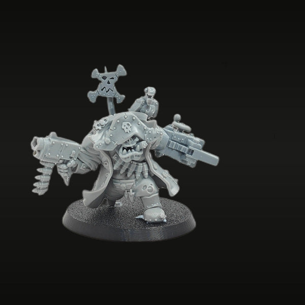 Fantasy Orc Warlord with Dual Cannons and Battle Axe 55mm Resin Figure Kit