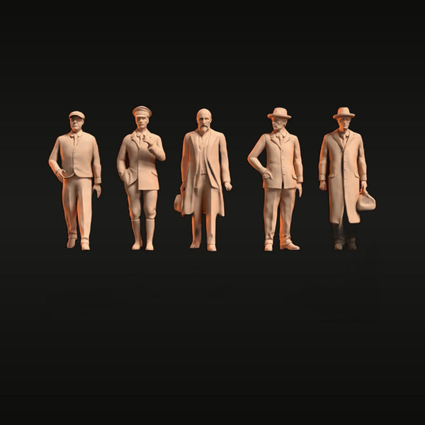1/87 Scale European Male Figures Resin Model Kit - 5 Detailed Miniature Characters