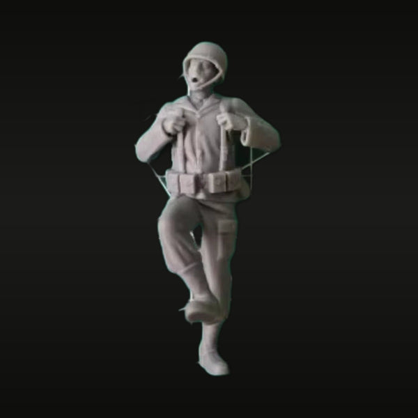 WWII US Army Paratrooper Descending Pose with M1 Helmet 1/35 Resin Figure Kit