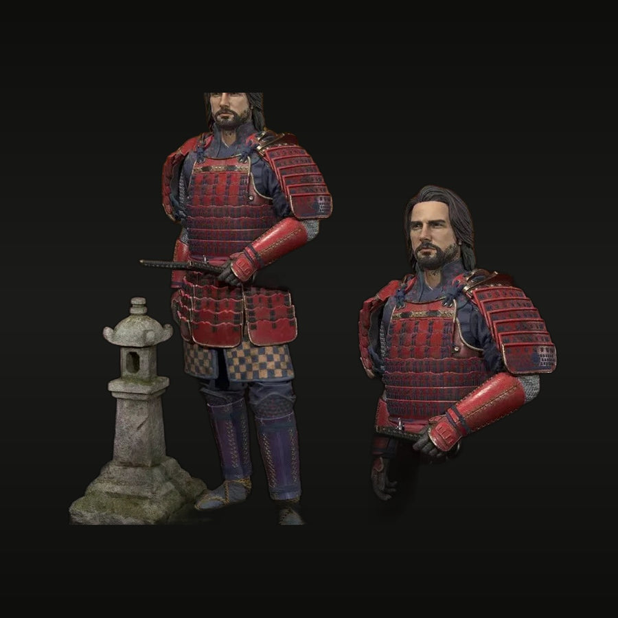 Samurai Warrior Duo with Stone Lantern 1/24 Resin Figure Kit - unpainted resin model kit