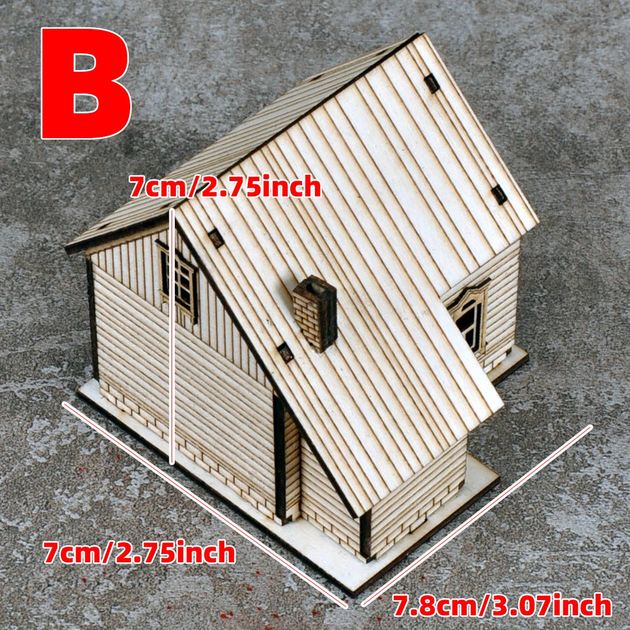 Assembly Architectural Model Sand Table Europe Rural Villa Log Cabin Wooden House Building Diorama Scale Model Kit 1/72