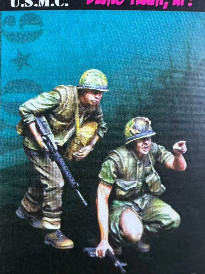 Vietnam War US Marines Combat Set 2 Figures 1/35 Resin Kit - resin model view 2