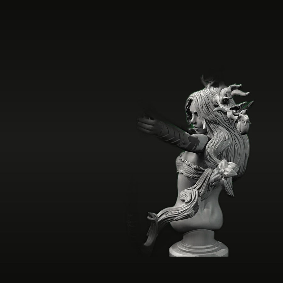Fantasy Female Elf Archer with Eagle Bust 80mm Resin Kit - unpainted resin model kit