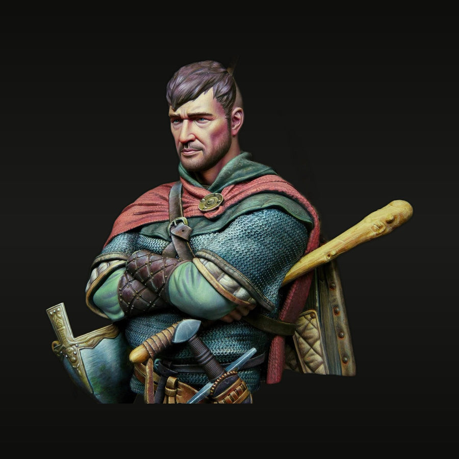 Medieval Warrior Chieftain with Mace and Seax 1/12 Resin Bust - unpainted resin model kit