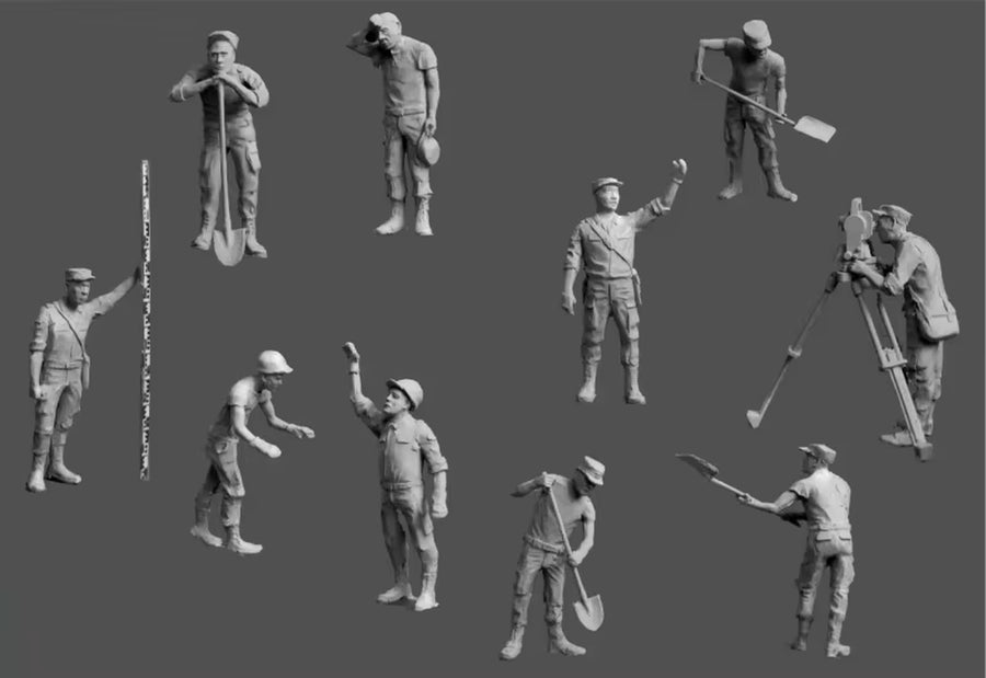 1/72 Scale Diecast Resin Figure Model Kit Engineering Detachment 10 Figures Unpainted