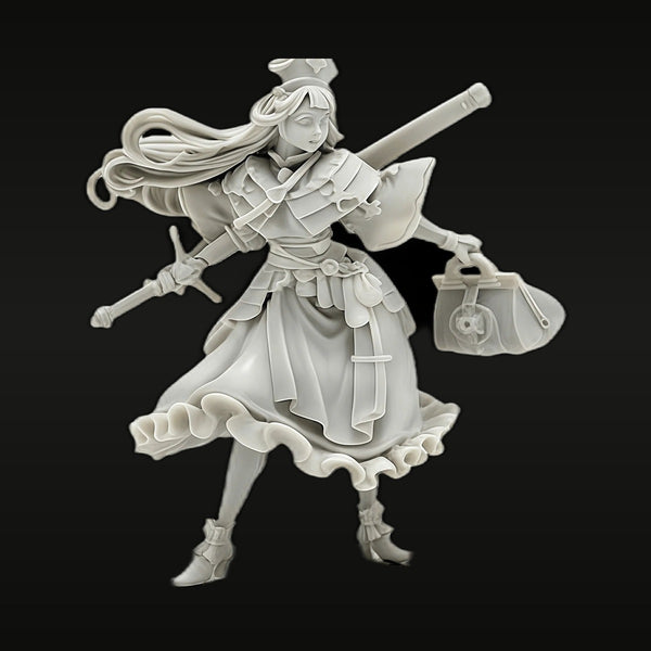 Fantasy Female Adventurer with Blunderbuss and Sword 40mm Resin Figure Kit