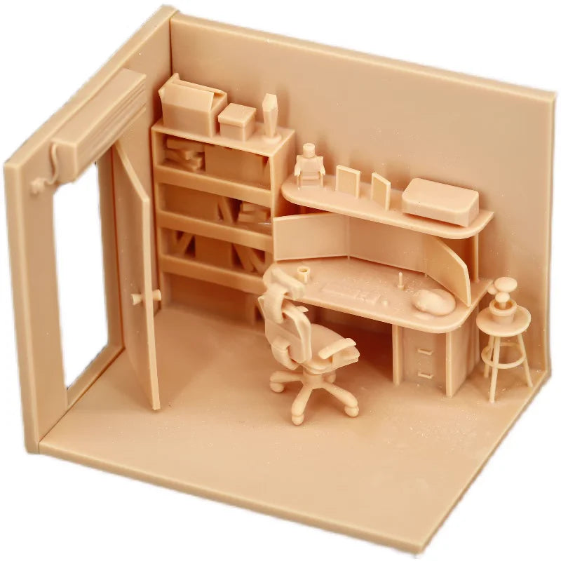 1/64 C002 Study Computer Table Scene Model Handmade Mini Sand Table for Fan Collection Toys
