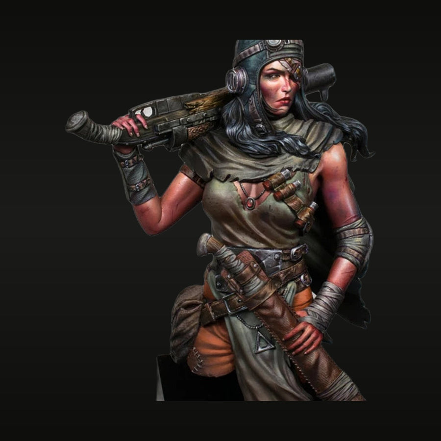 Steampunk Female Gunner with Rifle 1/9 Resin Bust - unpainted resin model kit