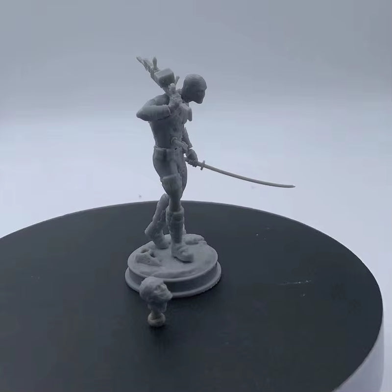 Masked Male Mercenary with Sword & Rifles 1/24 Resin Figure - resin model view 3