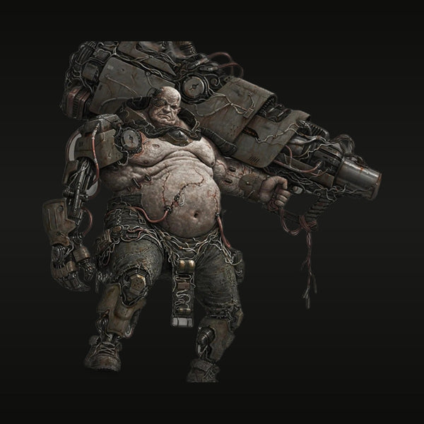 Grimdark Steampunk Heavy Weapons Operator 1/24 Resin Bust Kit