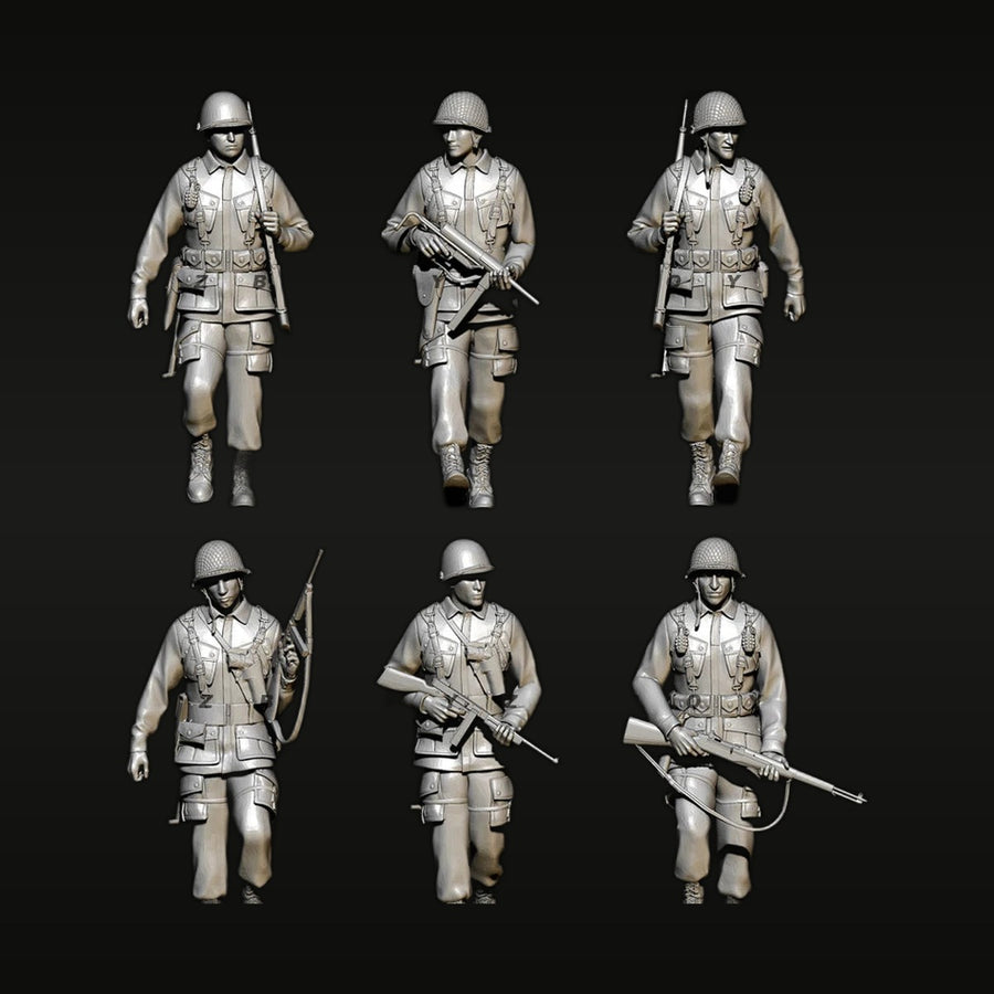 WWII British Infantry Set with Rifles 1/35 Resin Figure Kit - unpainted resin model kit