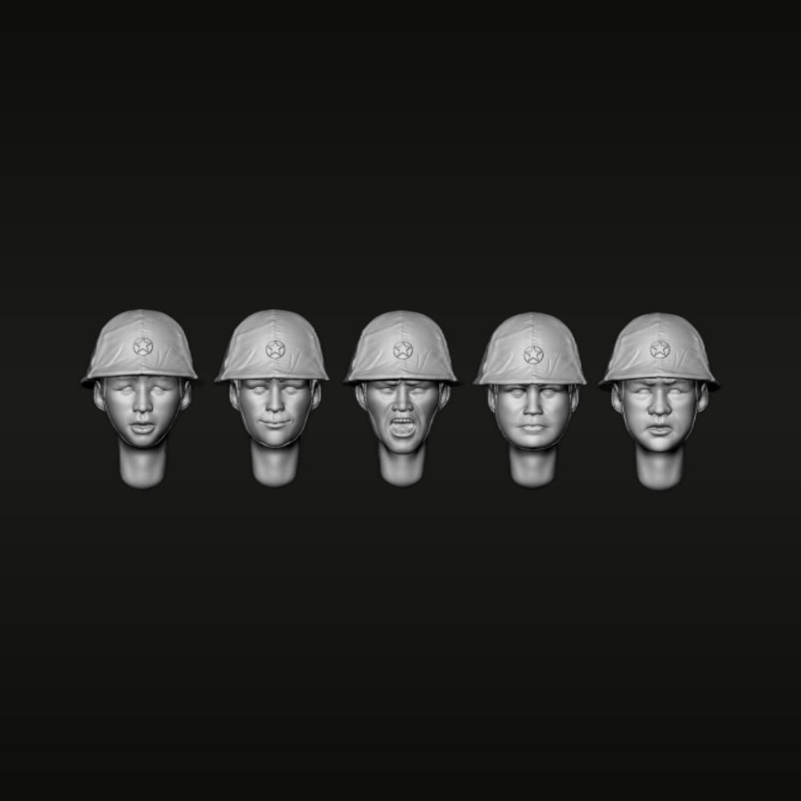 Chinese PLA / Soviet Soldier Head Assortment 1/35 Resin Bust Kit - unpainted resin model kit