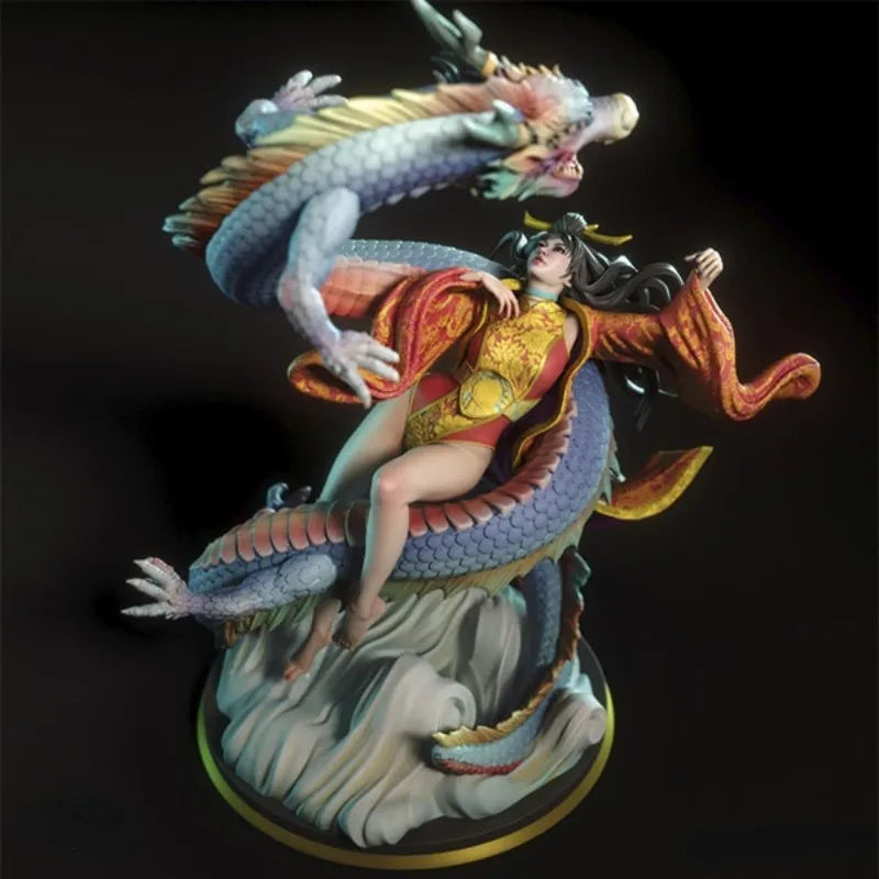 Fantasy Figure with Dragon Companion 1/24 Resin Figure Kit - resin model view 2