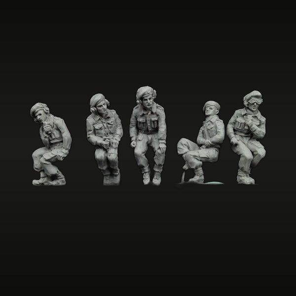 WWII British Tank Crew 5-Figure Set 1/72 Resin Kit