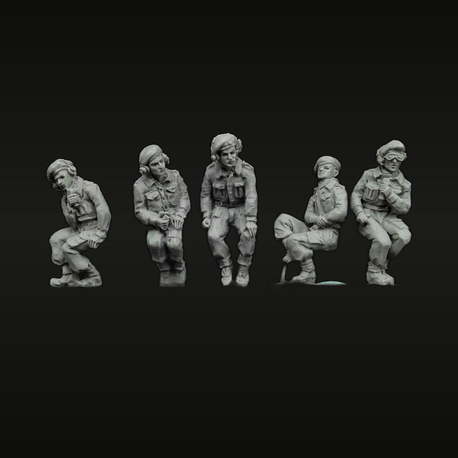 WWII British Tank Crew 5-Figure Set 1/72 Resin Kit - unpainted resin model kit