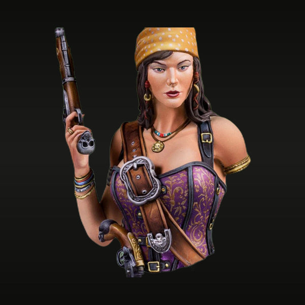 Fantasy Female Pirate Captain with Musket 1/12 Resin Bust Kit