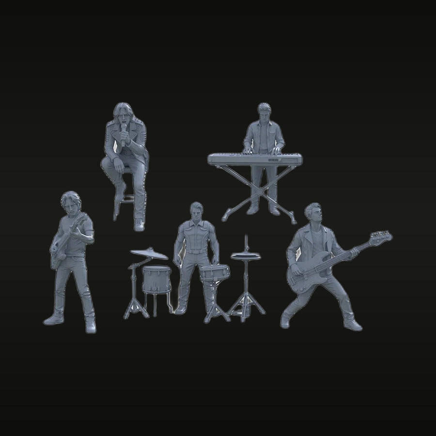 Rock Band Musicians 5-Figure Set 1/72 Resin Model Kit - unpainted resin model kit