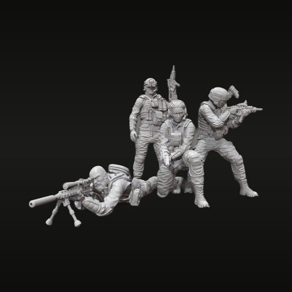 Modern US Special Forces Tactical Squad Set 4 Figures 28mm Resin Kit