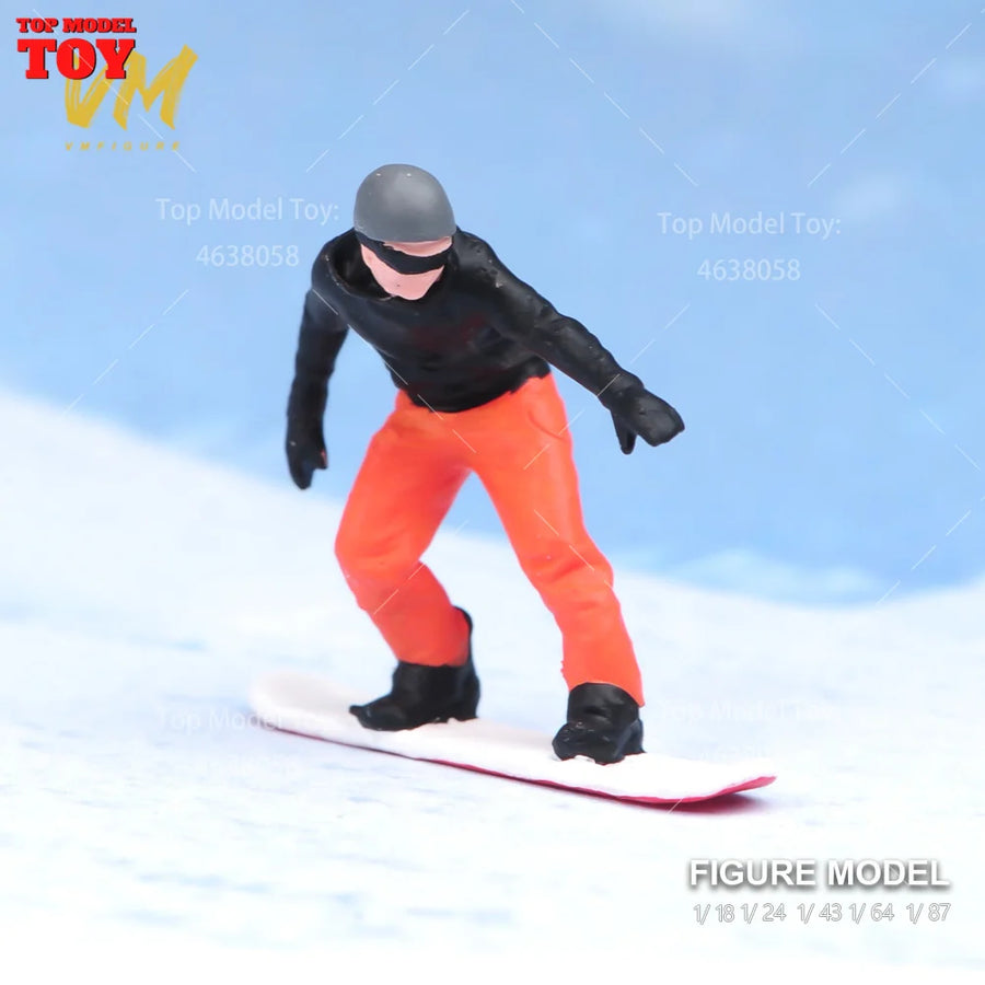 Painted Miniatures 1/64 1/43 1/87 Men'S Snowboarding Male Scene Figure Dolls Unpainted Model for Cars Vehicles Decoration Toy