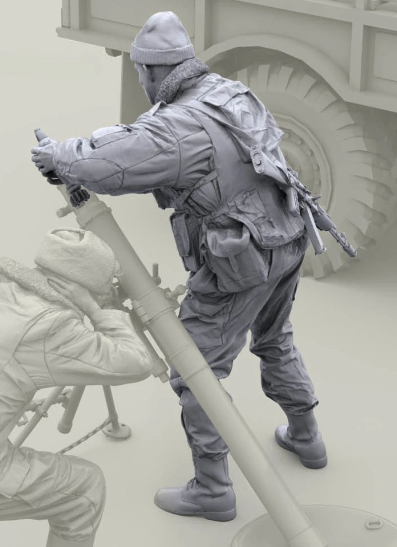 1/16 Scale Die-Cast Resin Figure Model Kit Russian Troops Mortar Crew Loader (No Mortar) Unassembled and Unpainted