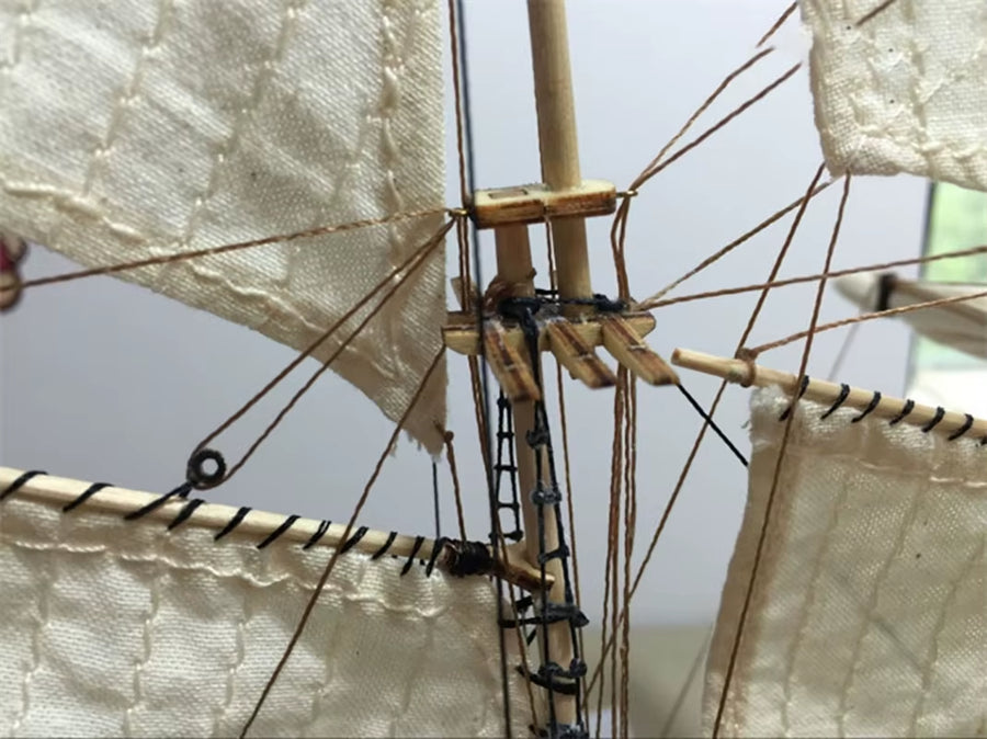 Model Wood Ancient Sailboat Assembled and Sheathed Ship Science Popularization DIY Handmade Miniature Model 1/100