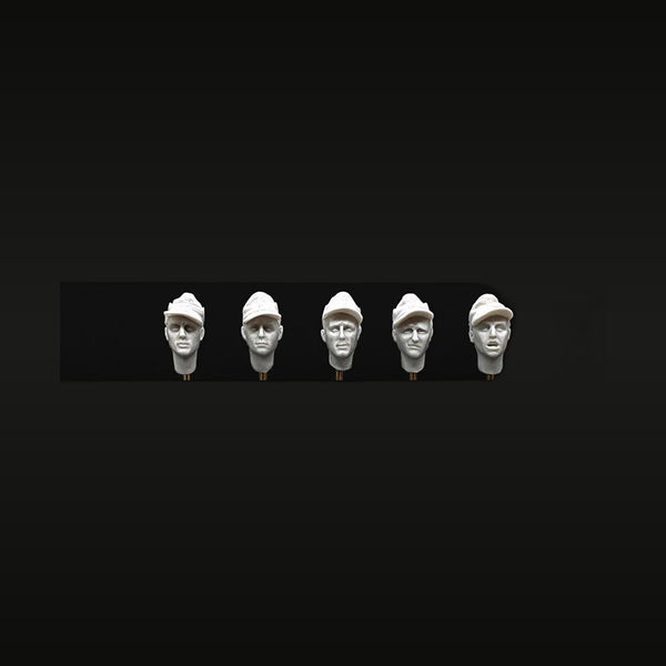 WWII German Soldier Heads 5-Pack 1/35 Scale Resin Figure Kit