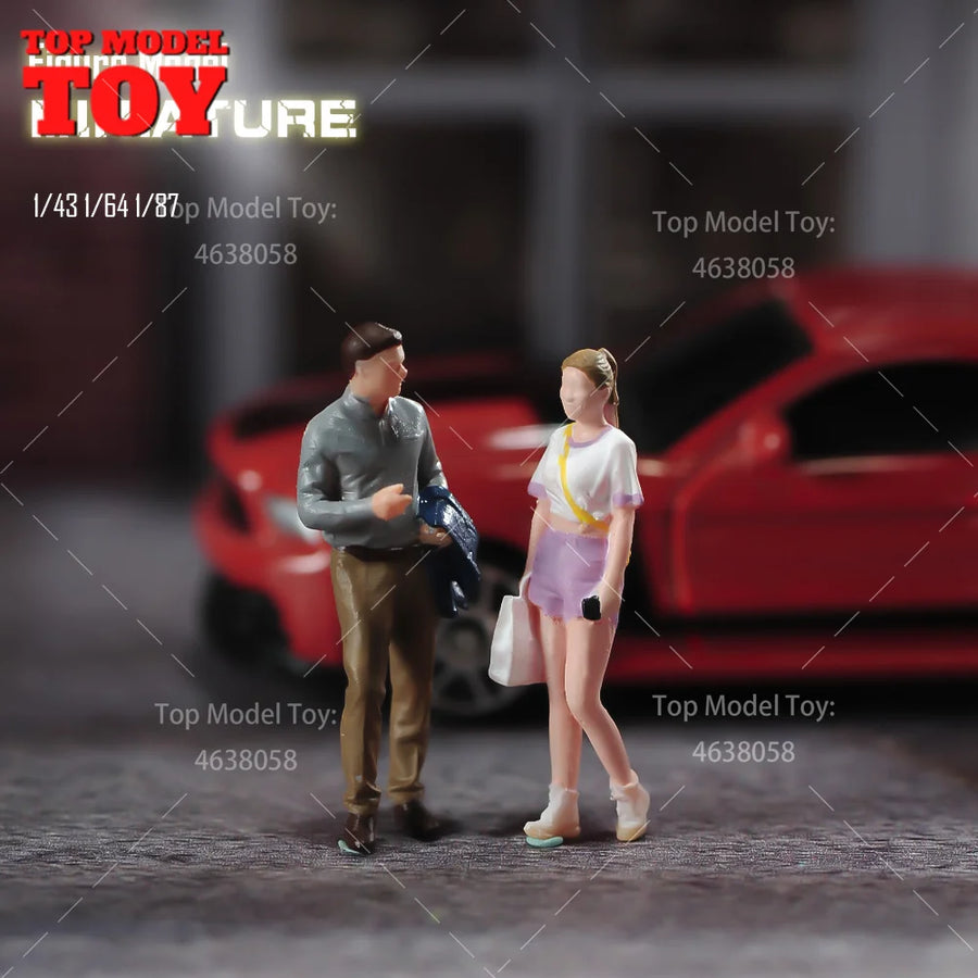 Painted Miniatures 1/87 1/64 1/43 Office Suit Man Fashion Girl Mini Scene Props Doll Figures Model for Cars Vehicles Toys