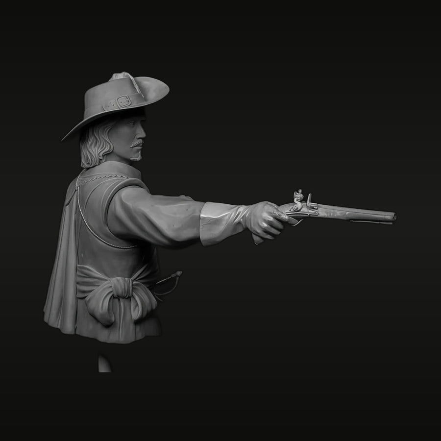 18th Century Musketeer Officer 1/10 Resin Bust - unpainted resin model kit