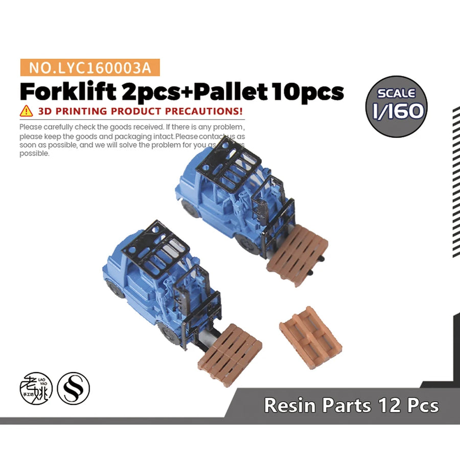 Industrial Forklift & Pallet Diorama Accessory Set 1/160 Resin Kit - resin model view 4