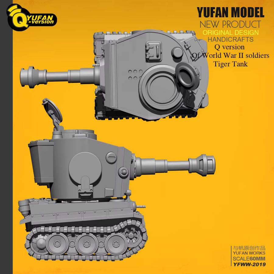 WWII German Q-Style Chibi Tank 1/60 Resin Vehicle Kit - resin model view 4
