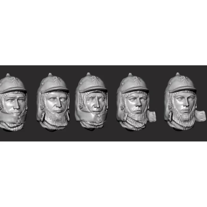 WWII Soviet Soldier Bust Set 5-Pack 1/35 Resin Heads - unpainted resin model kit