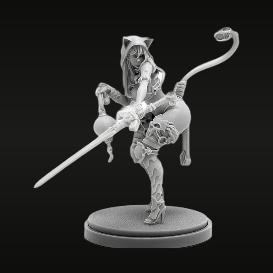 Fantasy Female Cat Warrior Goddess with Sword Resin Figure Kit - unpainted resin model kit