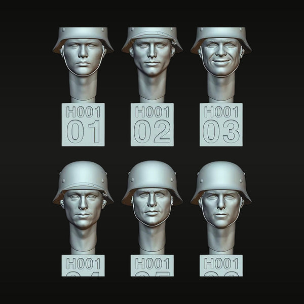 WWII German Soldier Heads Assortment Set No.1 1/35 Resin Bust Kit