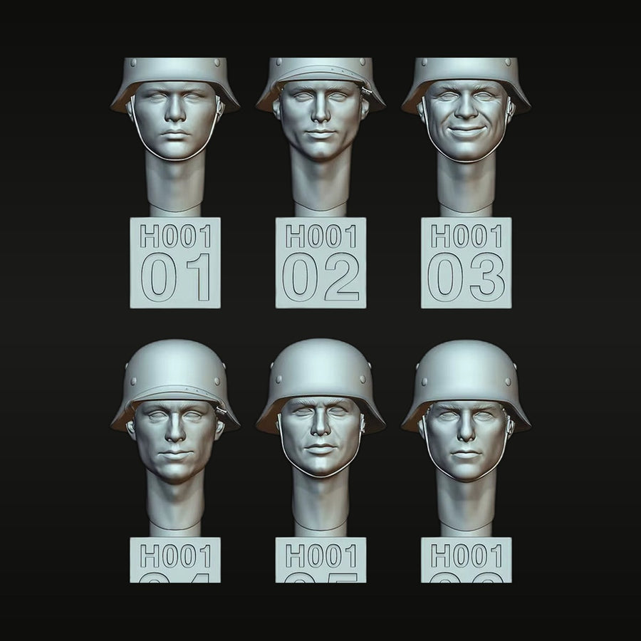 WWII German Soldier Heads Assortment Set No.1 1/35 Resin Bust Kit - unpainted resin model kit