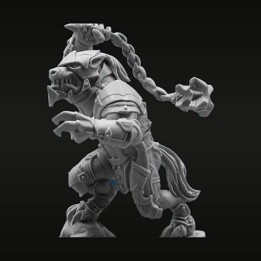 Fantasy Werewolf Beast Warrior with Sword 28mm Resin Figure Kit - unpainted resin model kit