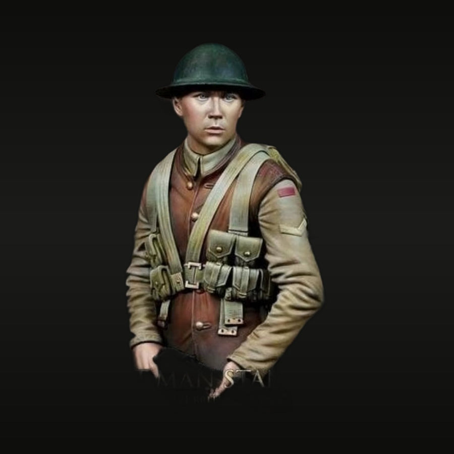 WWI British Soldier Brodie Helmet Bust 1/10 Resin Kit - unpainted resin model kit