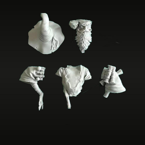 Fantasy Wizard with Pointed Hat and Beard 76mm Resin Bust Kit