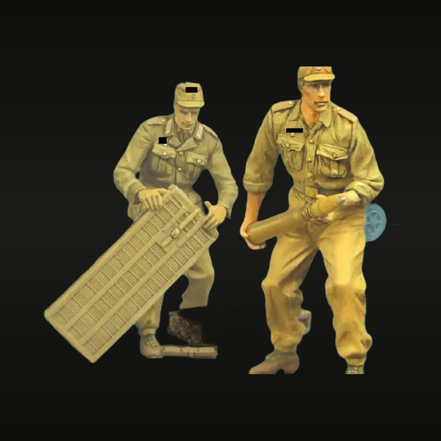 WWII German Afrika Korps Anti-Tank Mine Crew 1/35 Resin Figure Kit - unpainted resin model kit