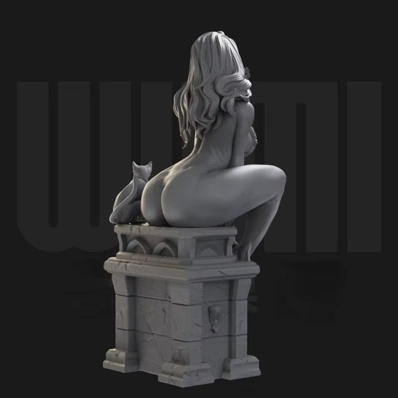 Gothic Fantasy Female Figure with Throne Base 75mm Resin Kit - resin model view 3