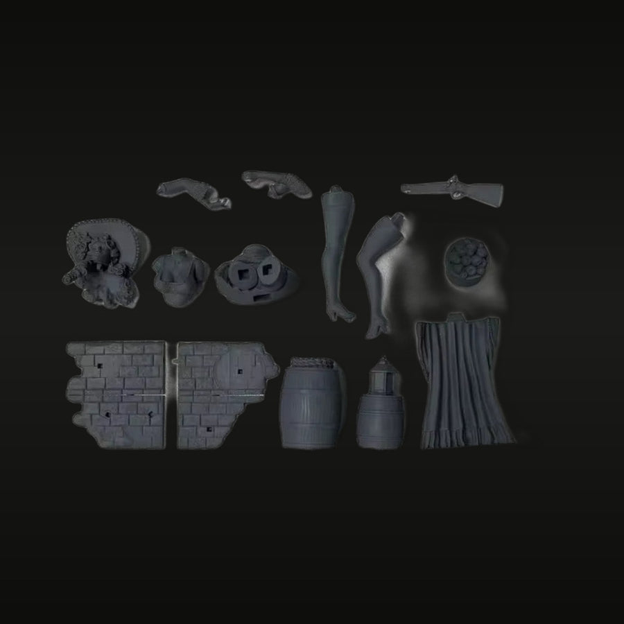 Fantasy Tavern/Dungeon Diorama Accessories and Props Set Resin Kit - unpainted resin model kit
